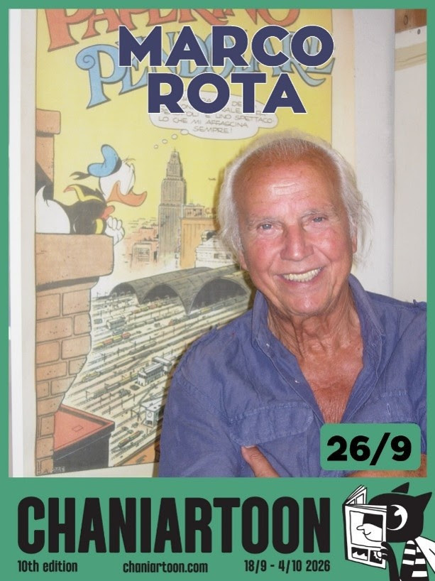 Αφίσα για την παρουσία του Marco Rota στο Chaniartoon